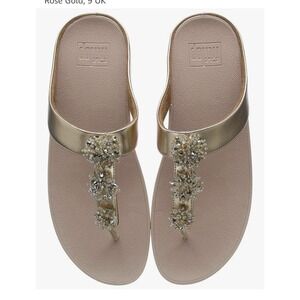 FitFlop Womens Wedge Sandal Metallic Beaded GALAXY Slip on toe post‎ Size 9